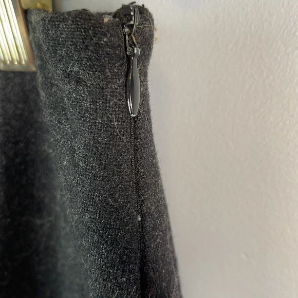 VINTAGE D’Allaird Wool Fringed Midi Skirt Dark Charcoal Burnt Orange Size Large - Picture 7 of 11